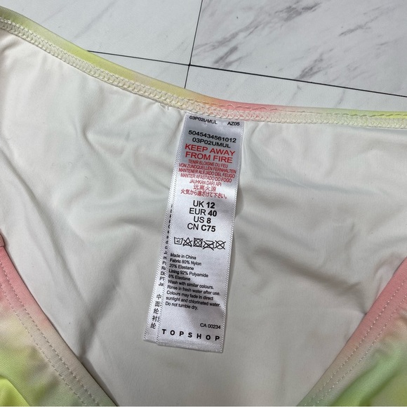 New! Topshop Side Smocked Rainbow Swim Bikini Bottom 8 - Picture 6 of 9